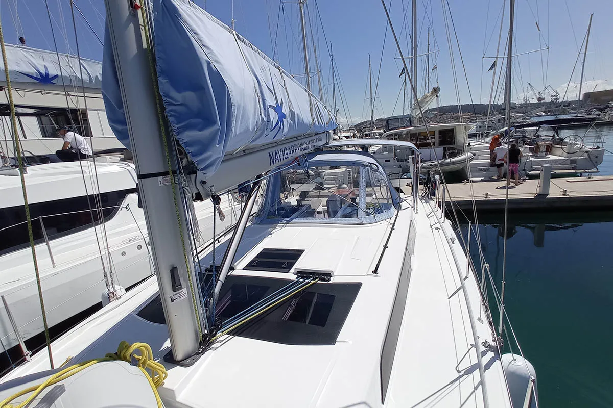 Deck of Cello, a Dufour 41 sailboat at Seget Donji, Croatia