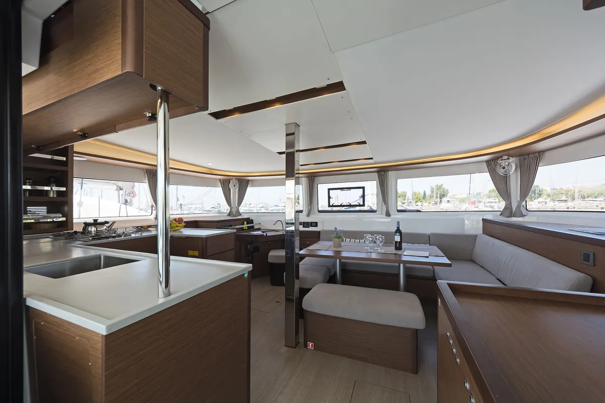 Galley of No Worries, a Lagoon 46 catamaran at Municipal Unit of Rhodes, Greece