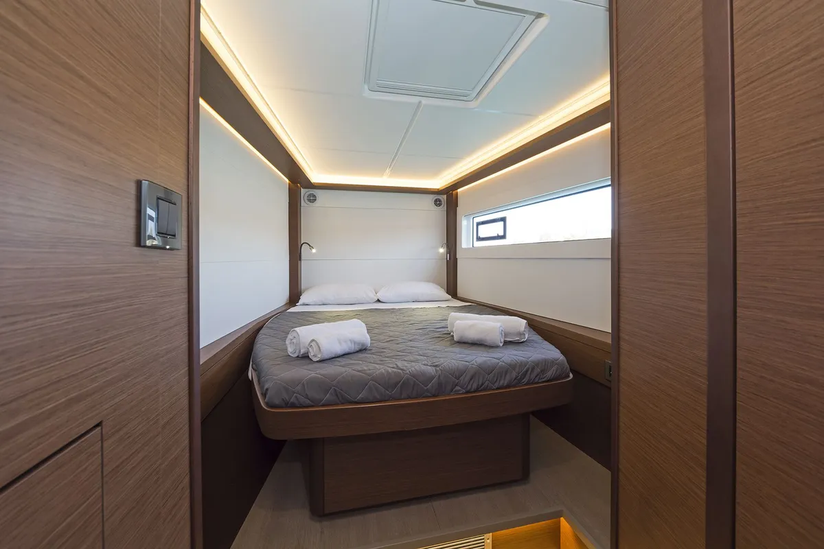 Cabin on No Worries, a Lagoon 46 catamaran at Municipal Unit of Rhodes, Greece