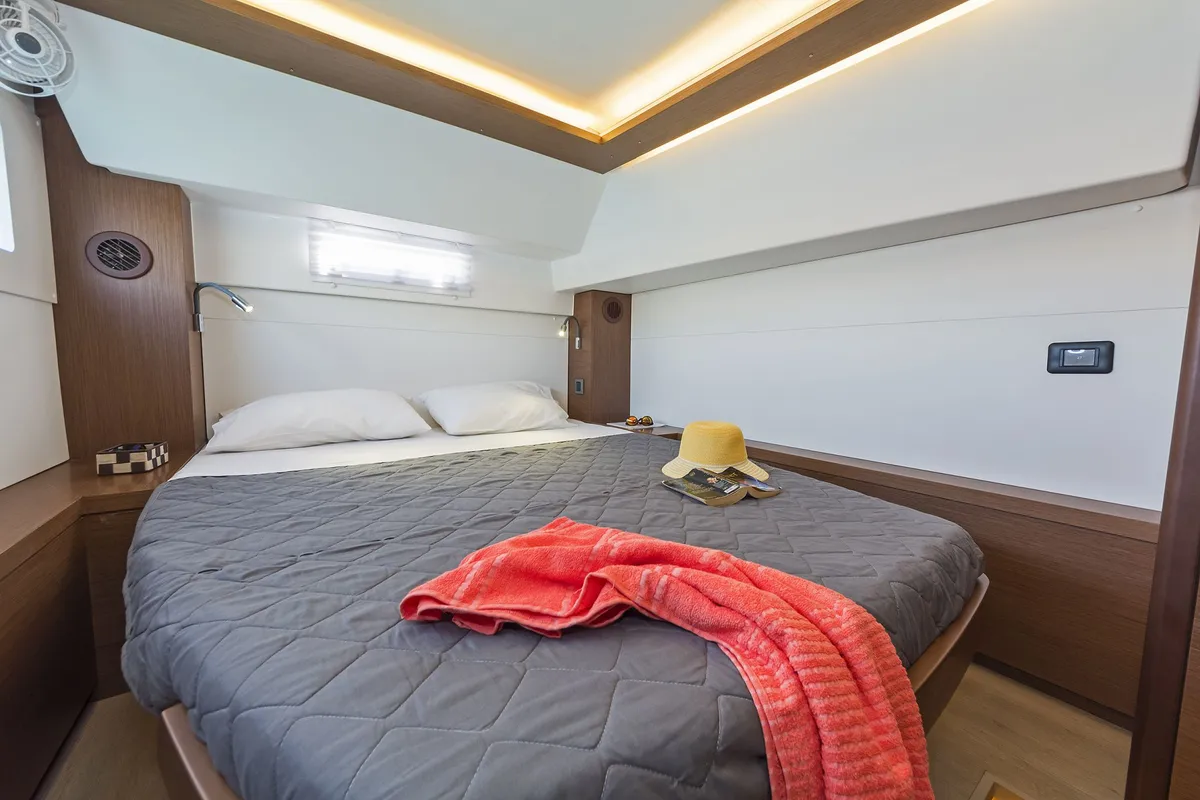 Cabin on No Worries, a Lagoon 46 catamaran at Municipal Unit of Rhodes, Greece