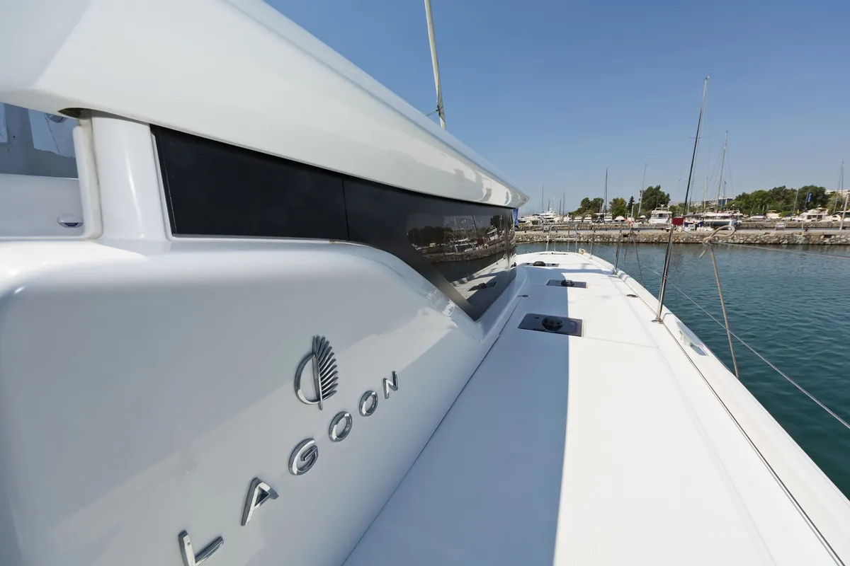 No Worries, a Lagoon 46 catamaran at Municipal Unit of Rhodes, Greece