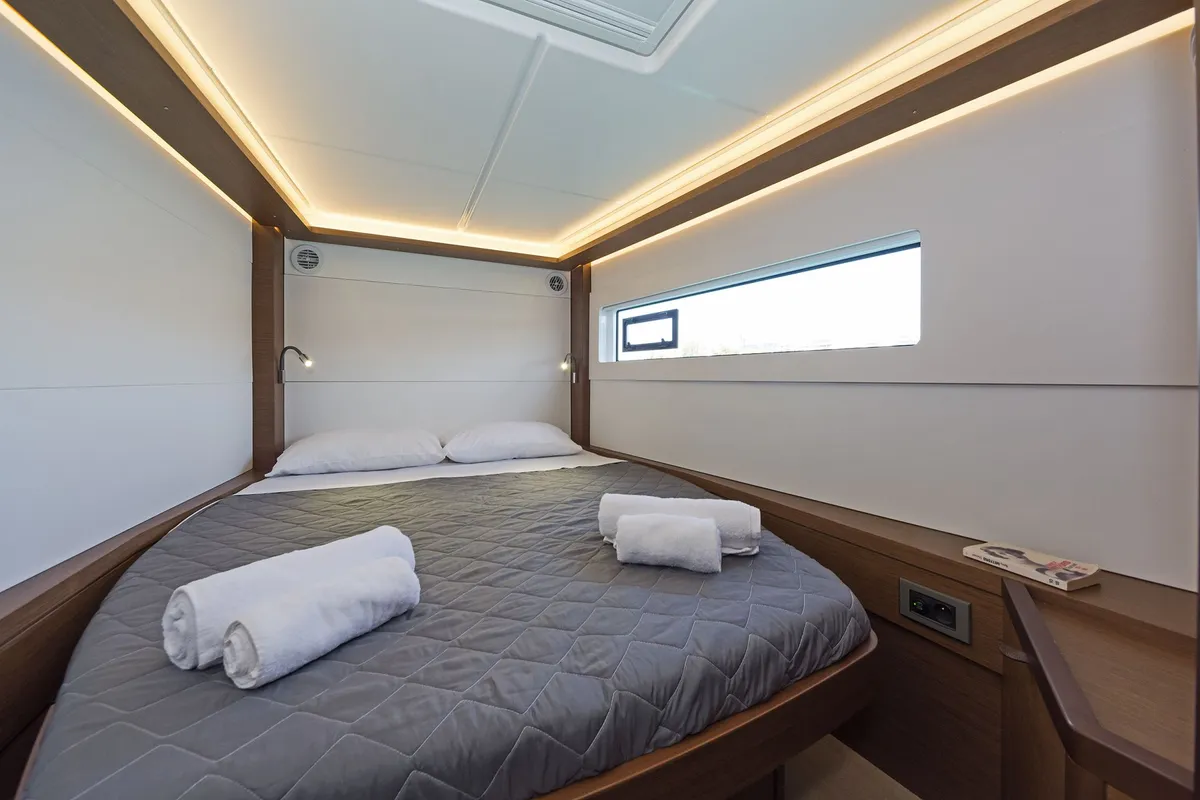 Cabin on No Worries, a Lagoon 46 catamaran at Municipal Unit of Rhodes, Greece