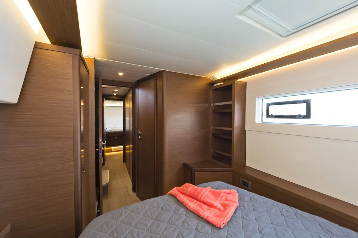 Cabin on No Worries, a Lagoon 46 catamaran at Municipal Unit of Rhodes, Greece