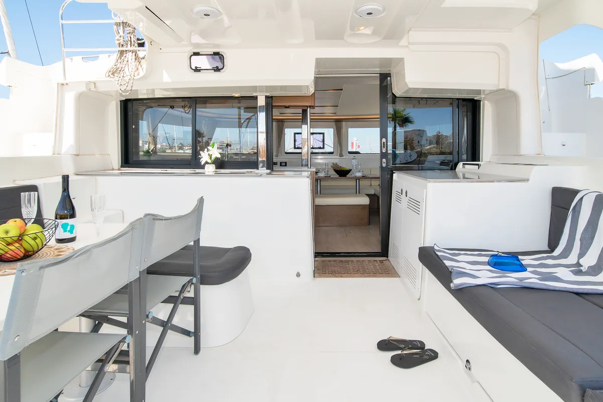 No Worries, a Lagoon 46 catamaran at Municipal Unit of Rhodes, Greece