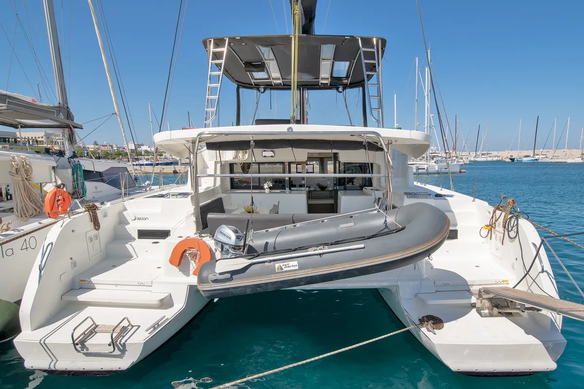 No Worries, a Lagoon 46 catamaran at Municipal Unit of Rhodes, Greece