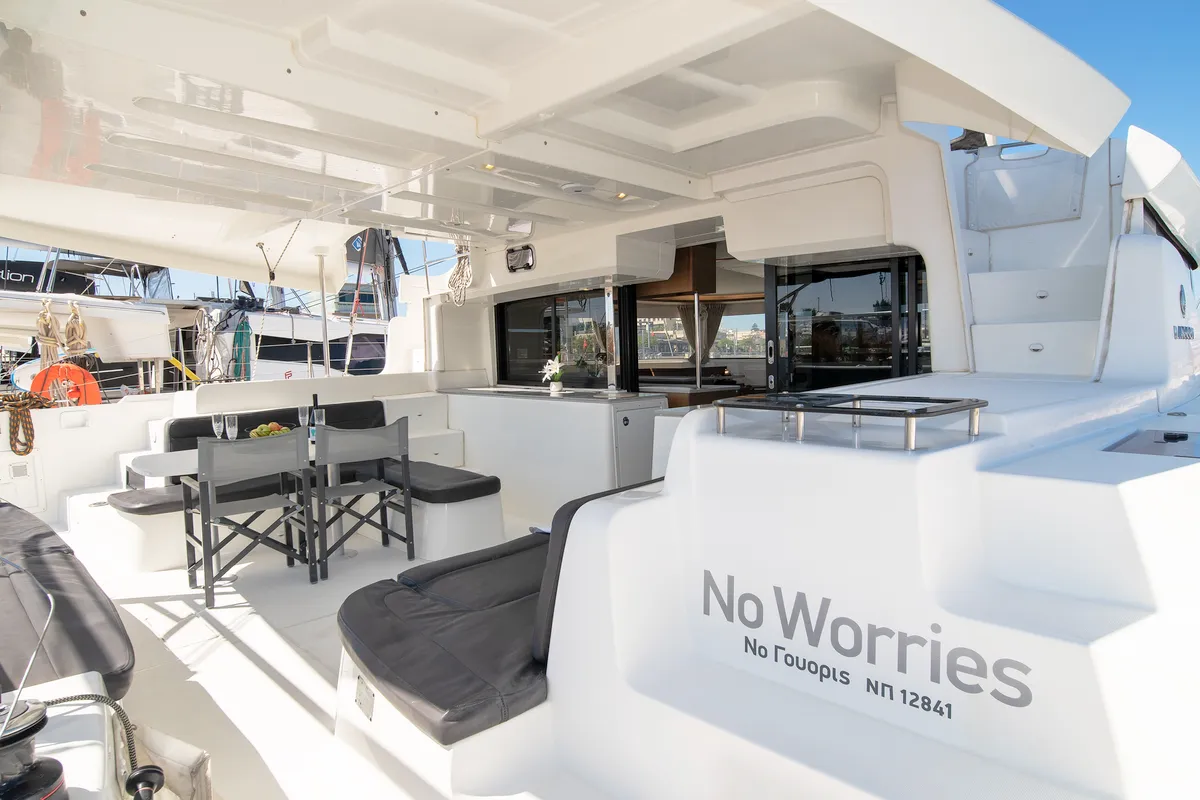 No Worries, a Lagoon 46 catamaran at Municipal Unit of Rhodes, Greece