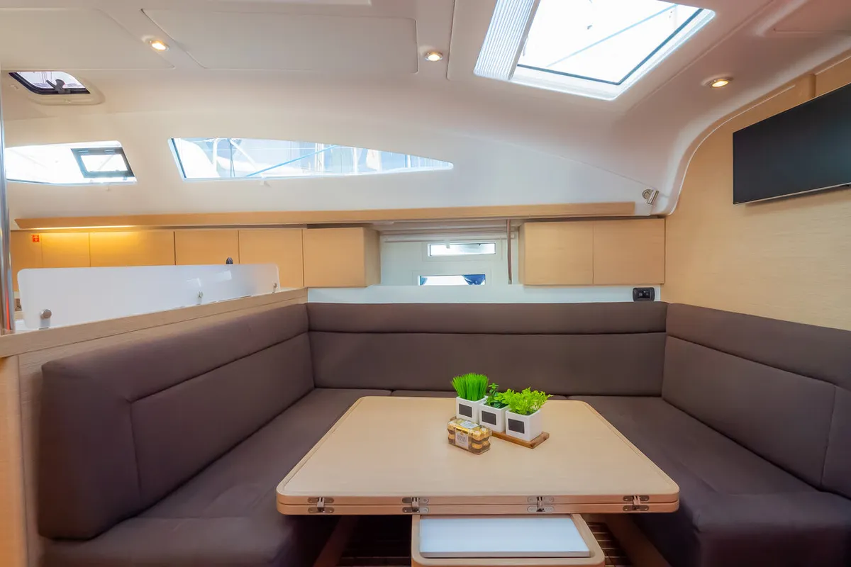 Salon of Adelyna, a Elan Impression 45 sailboat at Grad Biograd na Moru, Croatia