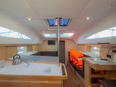 Salon of Adelyna, a Elan Impression 45 sailboat at Grad Biograd na Moru, Croatia