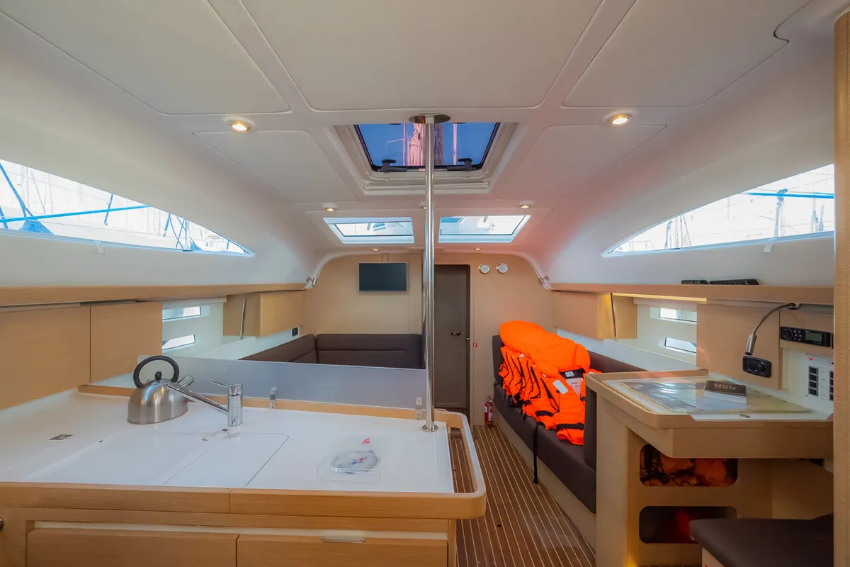 Salon of Adelyna, a Elan Impression 45 sailboat at Grad Biograd na Moru, Croatia