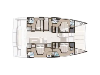 Floor plan of Comfort, a Bali 4.8 catamaran at Lavreotiki Municipal Unit, Greece
