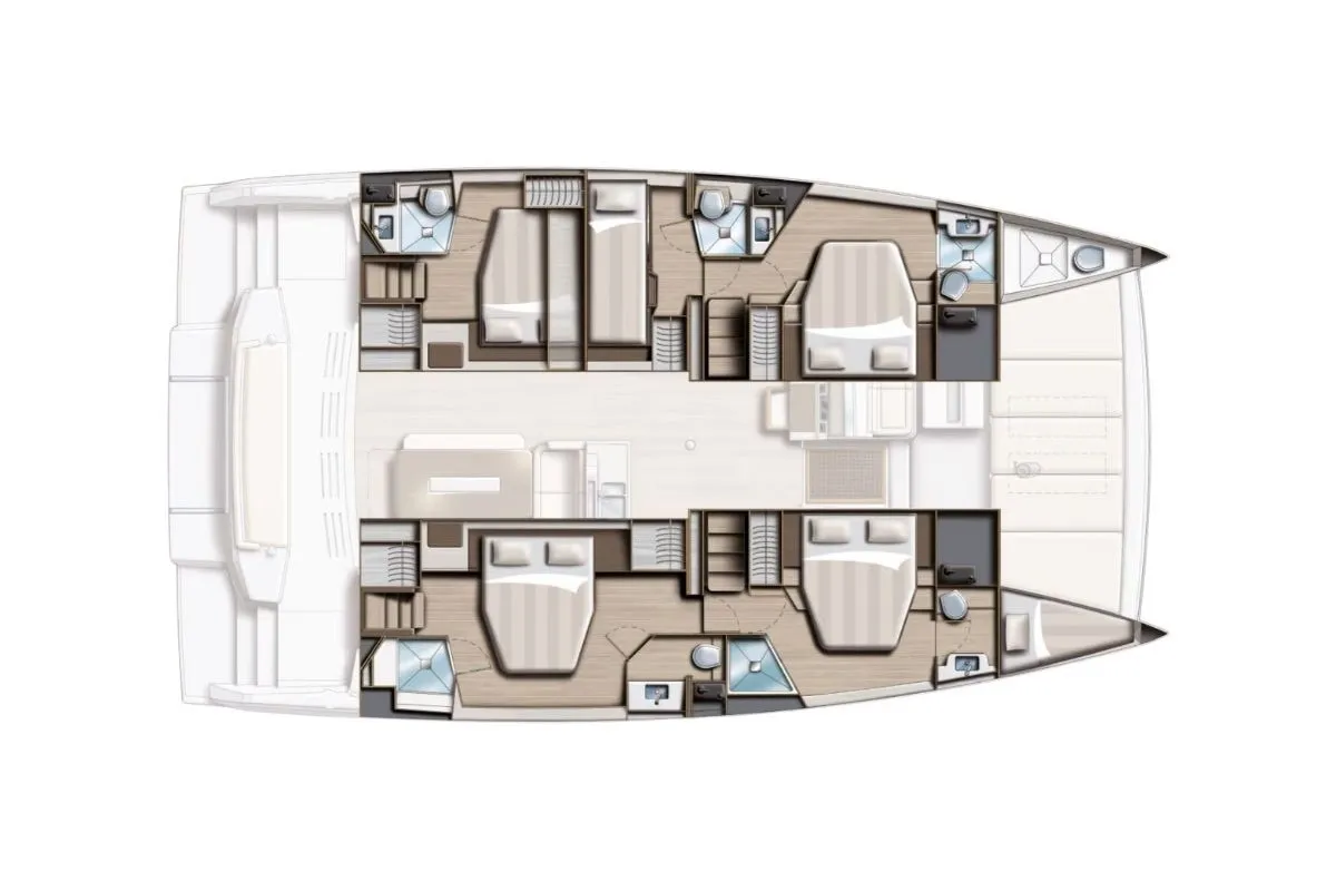Floor plan of Comfort, a Bali 4.8 catamaran at Lavreotiki Municipal Unit, Greece