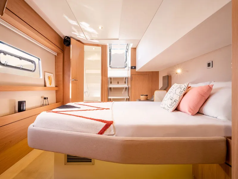 Cabin on Comfort, a Bali 4.8 catamaran at Lavreotiki Municipal Unit, Greece