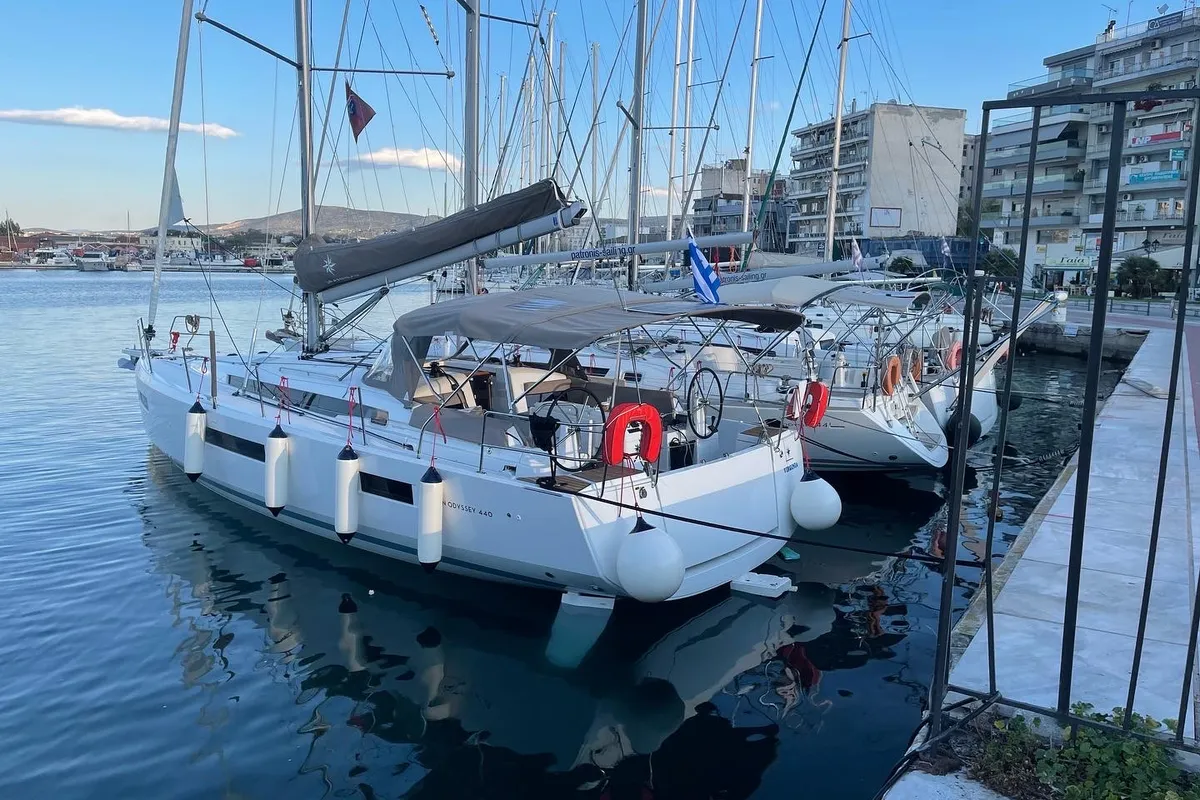 Exterior view of Virginia, a Jeanneau Sun Odyssey 440 sailboat at Volos Municipality, Greece