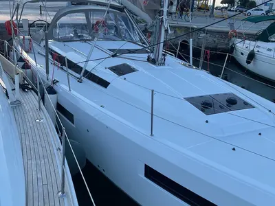 Deck of Virginia, a Jeanneau Sun Odyssey 440 sailboat at Volos Municipality, Greece