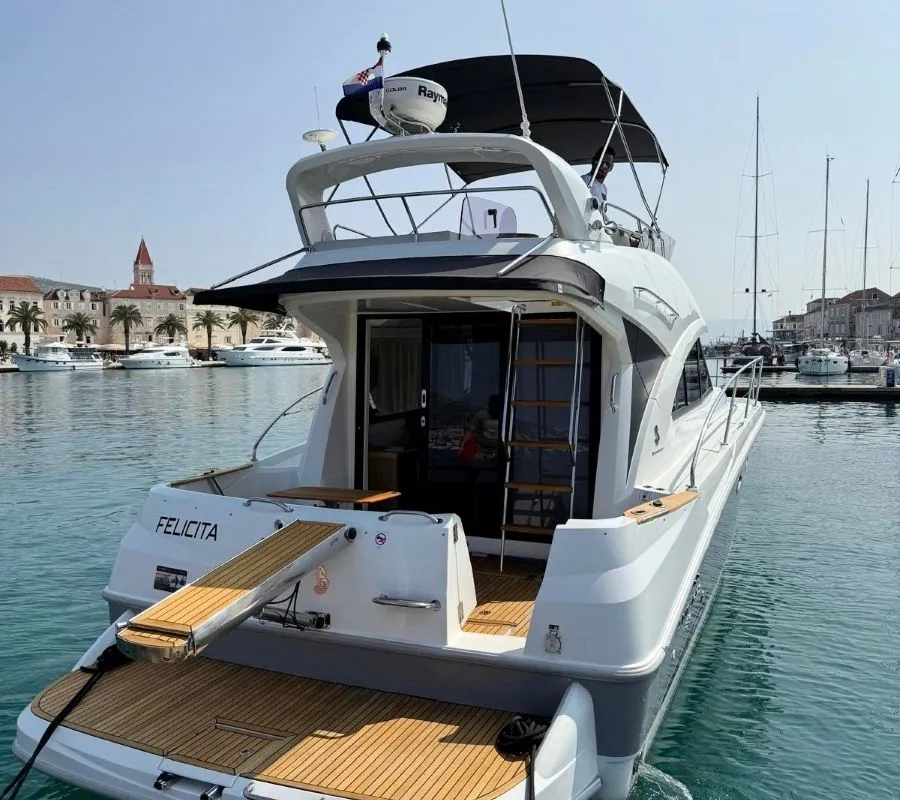 Exterior view of Antares 36, a Beneteau Antares 36 motor yacht at Grad Trogir, Croatia
