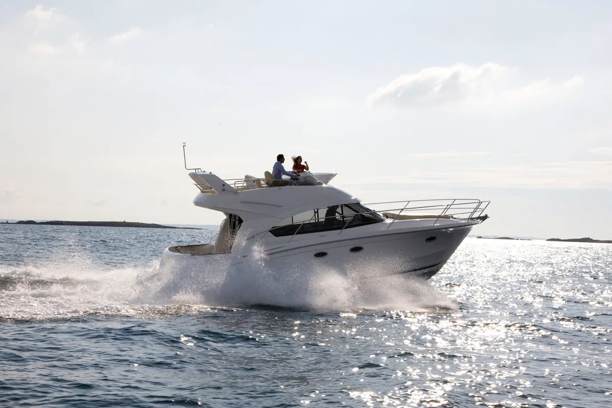 Exterior view of Antares 36, a Beneteau Antares 36 motor yacht at Grad Trogir, Croatia