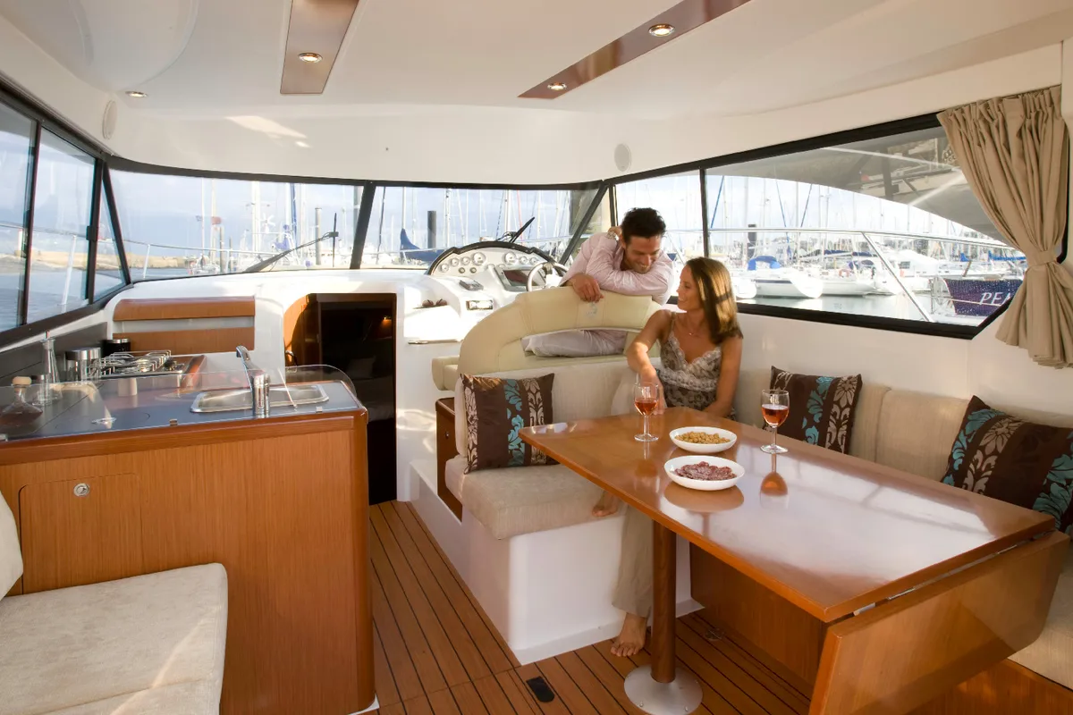 Salon of Antares 36, a Beneteau Antares 36 motor yacht at Grad Trogir, Croatia