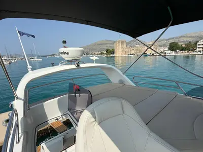 Cockpit of Beneteau Antares 36, a motor yacht at Trogir, Croatia