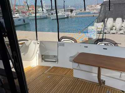 Deck of Beneteau Antares 36, a motor yacht at Trogir, Croatia