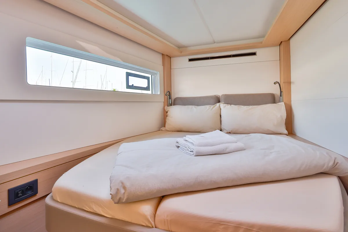 Cabin on St. Tatiana, a Lagoon 46 catamaran at Tivat, Montenegro