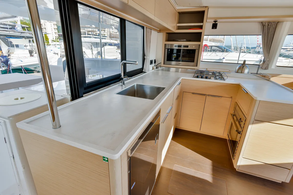 Galley of St. Tatiana, a Lagoon 46 catamaran at Tivat, Montenegro