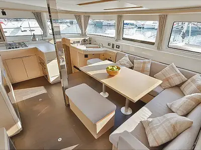 Salon of St. Tatiana, a Lagoon 46 catamaran at Tivat, Montenegro