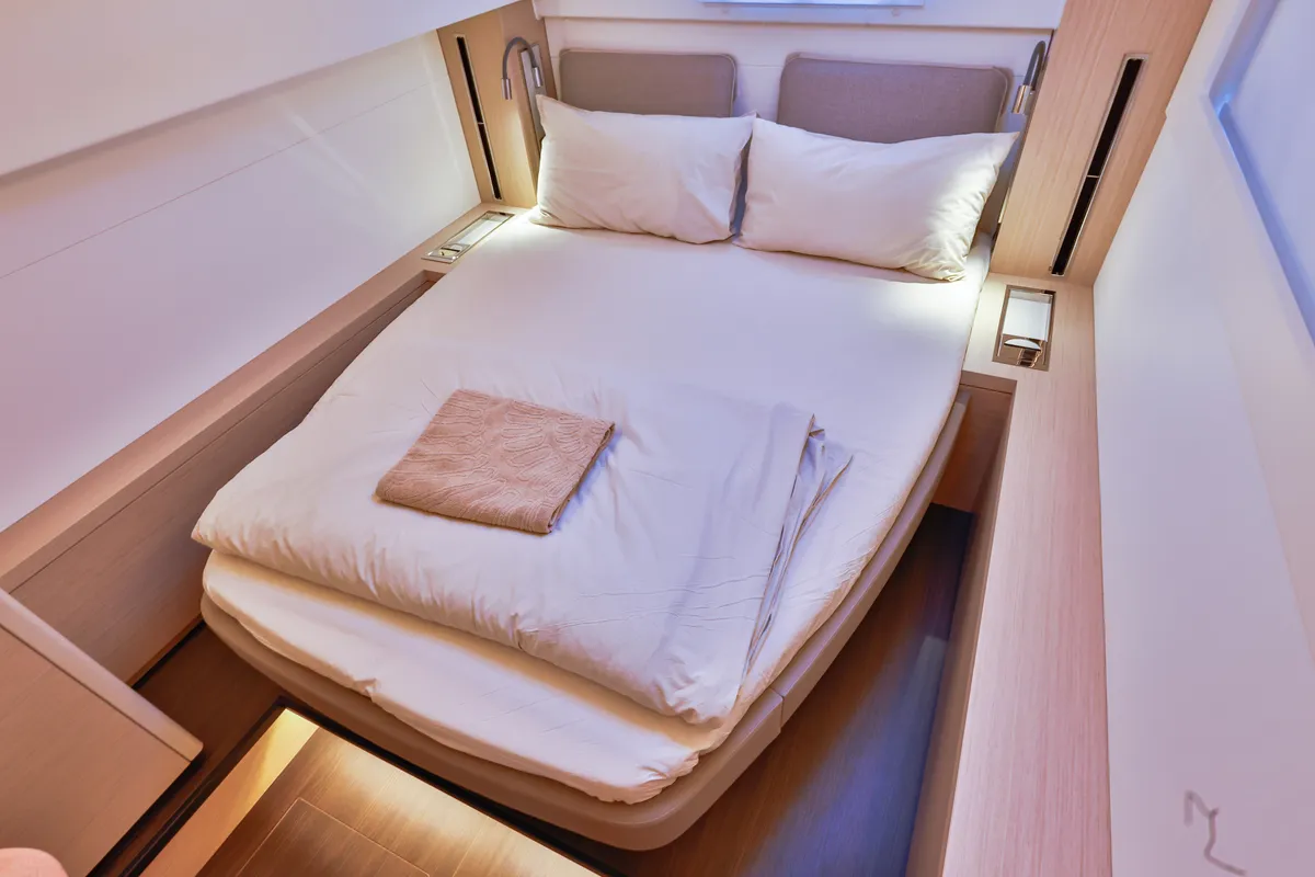Cabin on St. Tatiana, a Lagoon 46 catamaran at Tivat, Montenegro