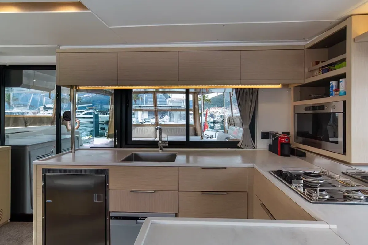 Galley of St. Tatiana, a Lagoon 46 catamaran at Tivat, Montenegro