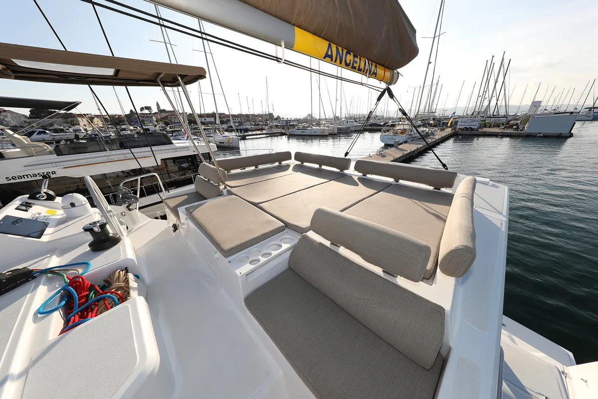 Deck of Ocean Office, a Bali Catspace catamaran at Grad Trogir, Croatia