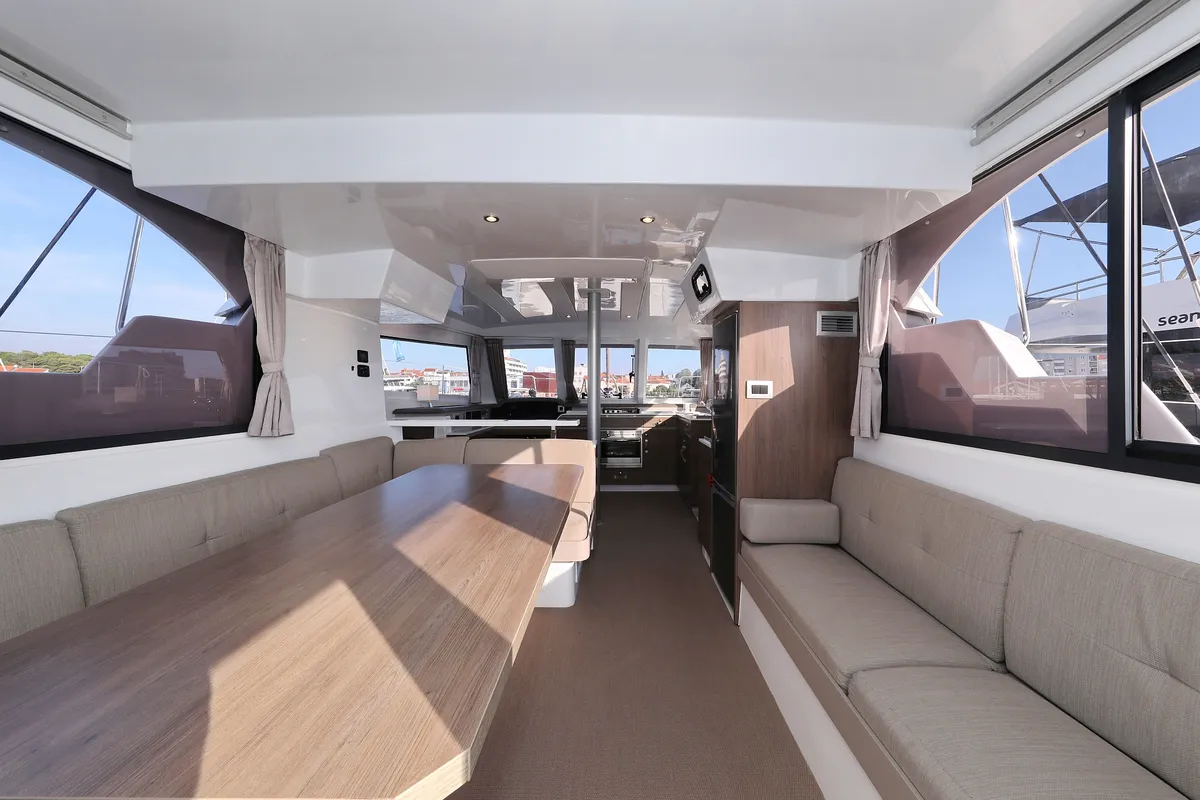 Salon of Ocean Office, a Bali Catspace catamaran at Grad Trogir, Croatia