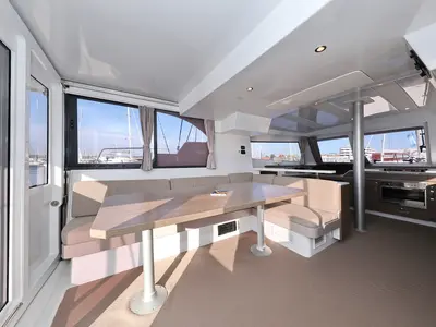 Salon of Ocean Office, a Bali Catspace catamaran at Grad Trogir, Croatia