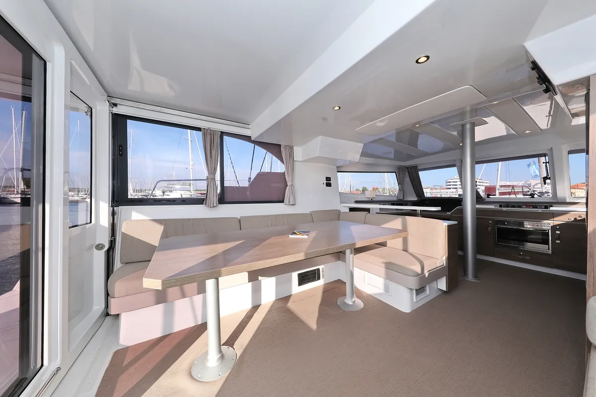 Salon of Ocean Office, a Bali Catspace catamaran at Grad Trogir, Croatia