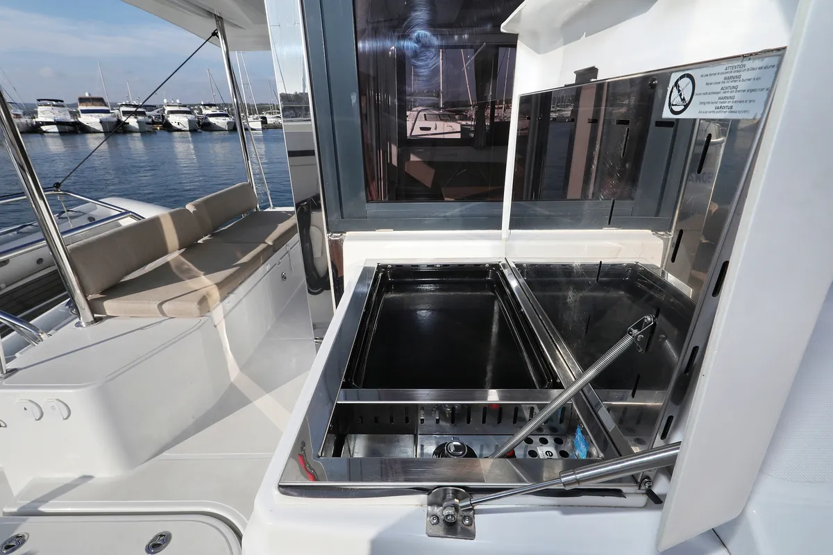 Deck of Ocean Office, a Bali Catspace catamaran at Grad Trogir, Croatia