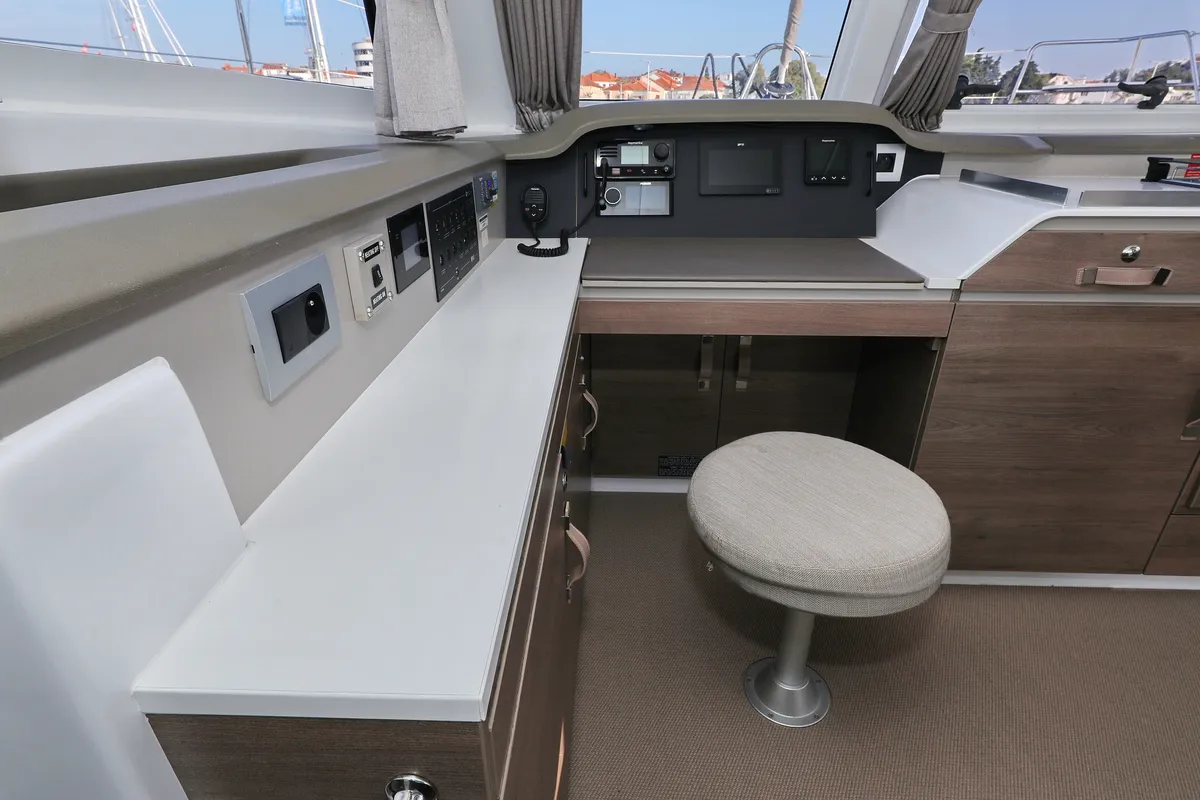 Salon of Ocean Office, a Bali Catspace catamaran at Grad Trogir, Croatia