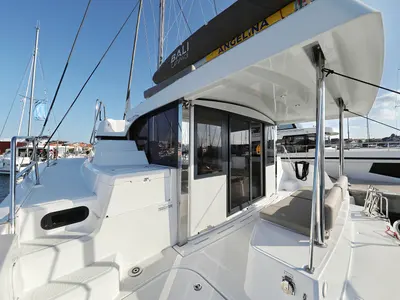 Deck of Ocean Office, a Bali Catspace catamaran at Grad Trogir, Croatia