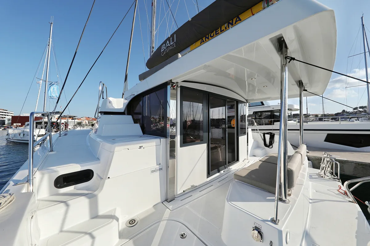 Deck of Ocean Office, a Bali Catspace catamaran at Grad Trogir, Croatia