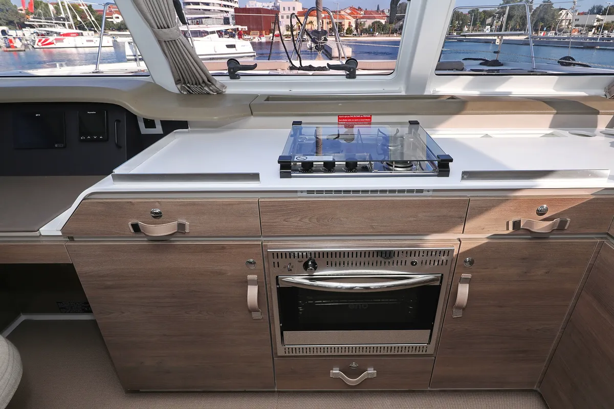 Galley of Ocean Office, a Bali Catspace catamaran at Grad Trogir, Croatia