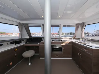 Galley of Ocean Office, a Bali Catspace catamaran at Grad Trogir, Croatia