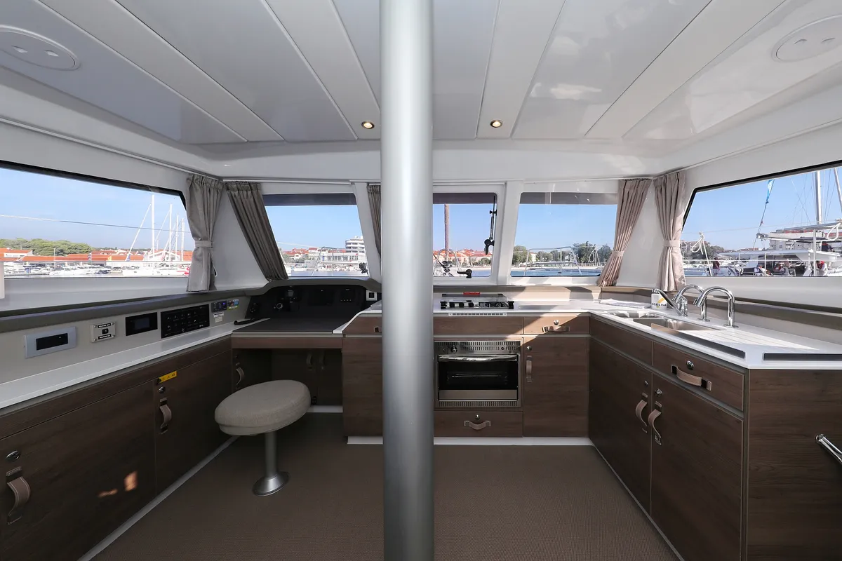 Galley of Ocean Office, a Bali Catspace catamaran at Grad Trogir, Croatia