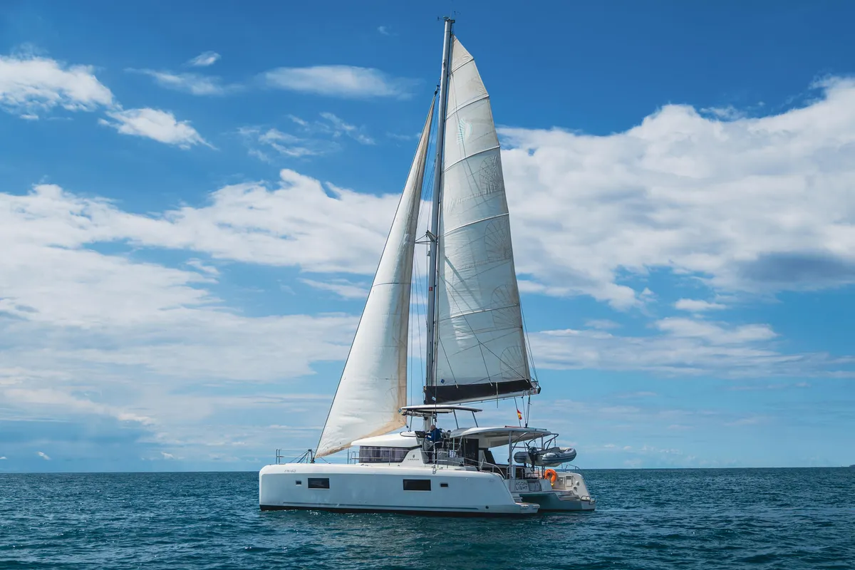 Exterior view of Moonlight, a Lagoon 42 catamaran at Grad Pula, Croatia