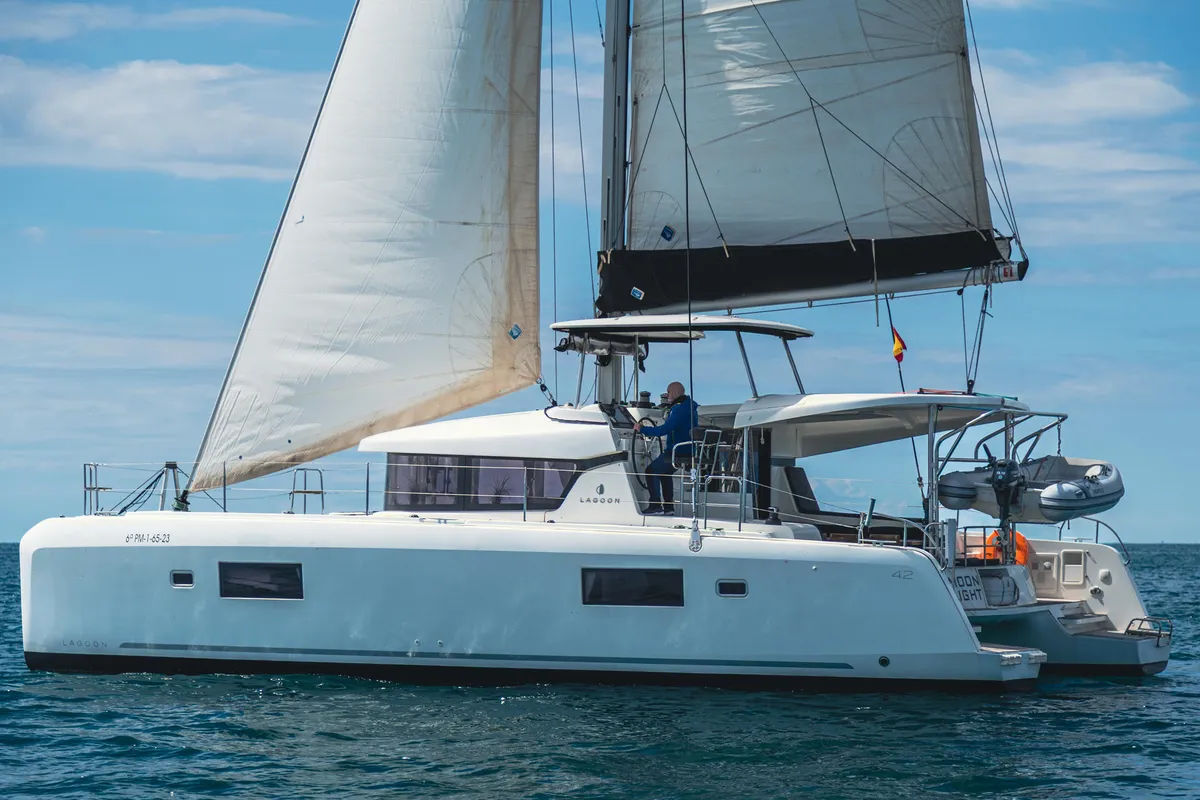 Exterior view of Moonlight, a Lagoon 42 catamaran at Grad Pula, Croatia