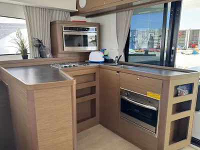 Galley of Moonlight, a Lagoon 42 catamaran at Grad Pula, Croatia