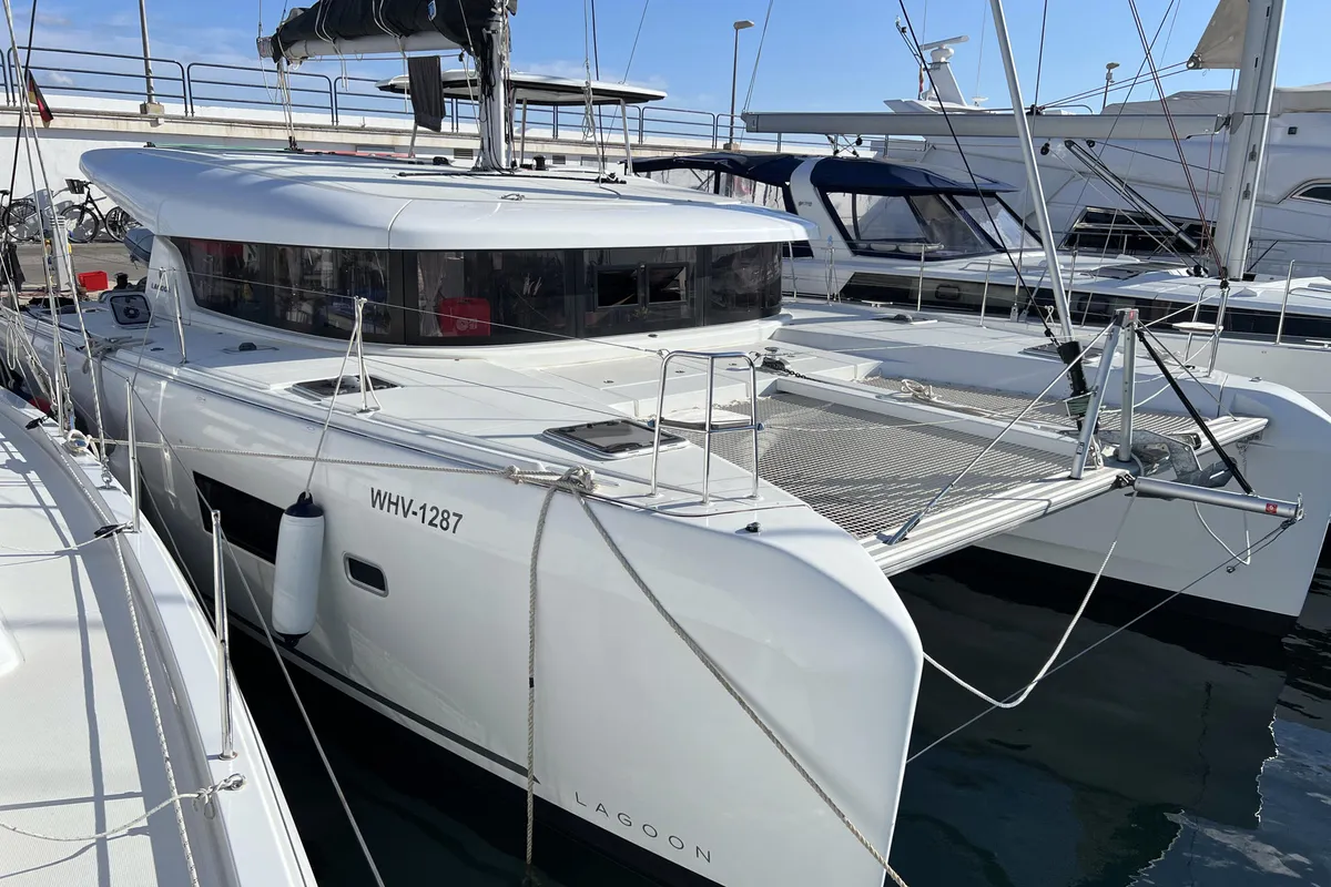 Exterior view of Moonlight, a Lagoon 42 catamaran at Grad Pula, Croatia