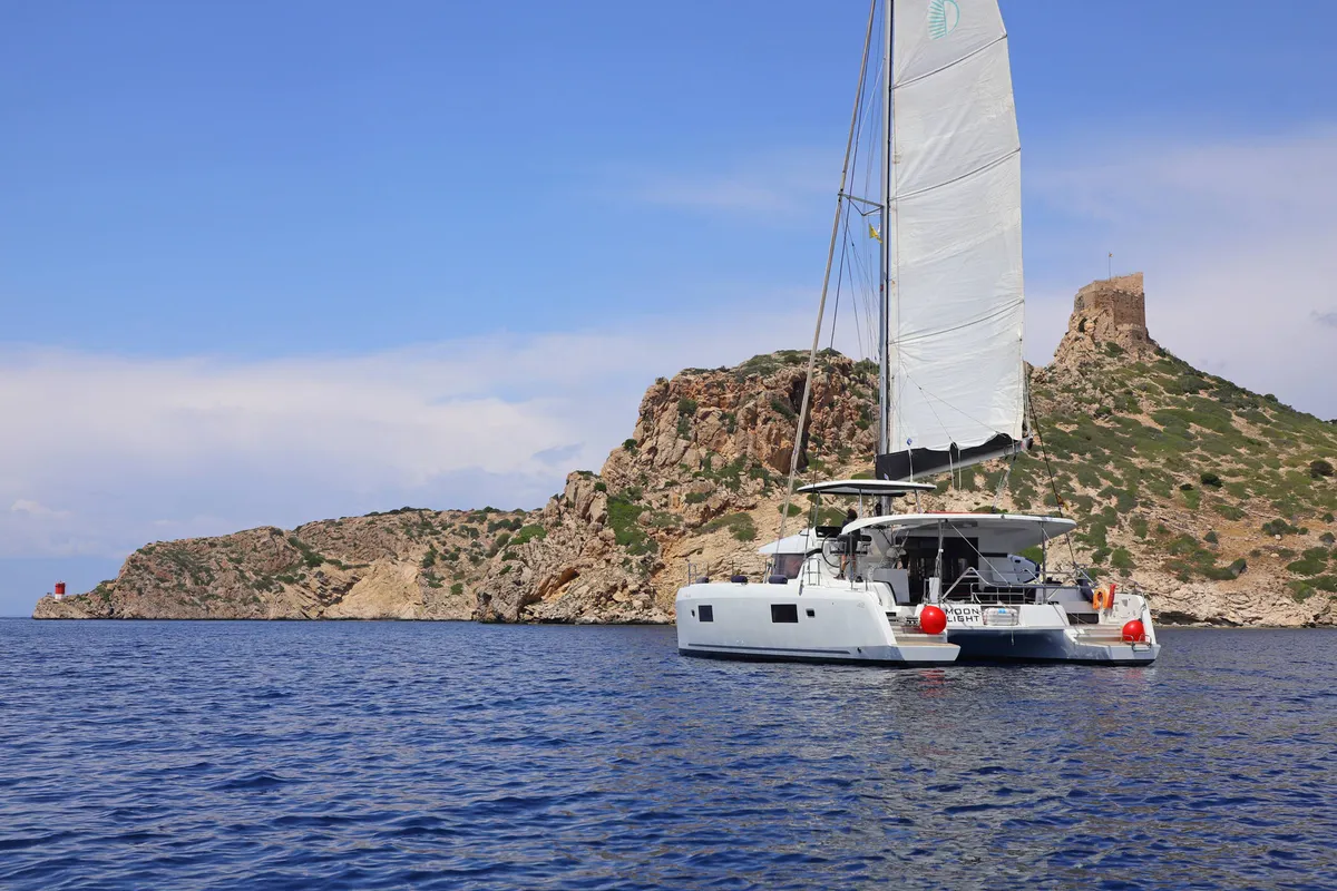 Exterior view of Moonlight, a Lagoon 42 catamaran at Grad Pula, Croatia