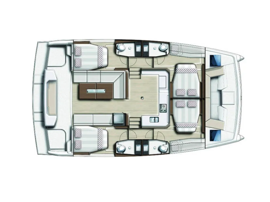 Floor plan of DOUBLE FOUR, a Bali Catspace catamaran at Kalkara, Malta
