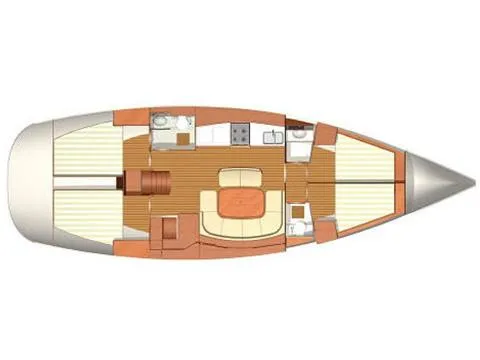 Floor plan of Max, a Dufour 455 sailboat at Kalkara, Malta