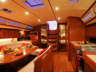 Salon of Max, a Dufour 455 sailboat at Kalkara, Malta