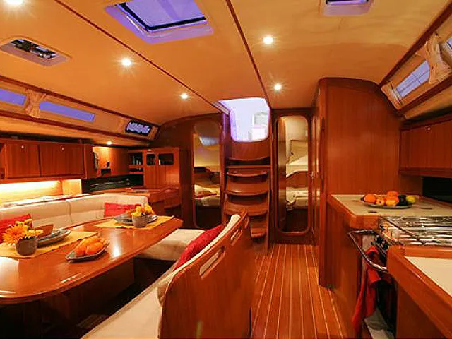 Salon of Max, a Dufour 455 sailboat at Kalkara, Malta