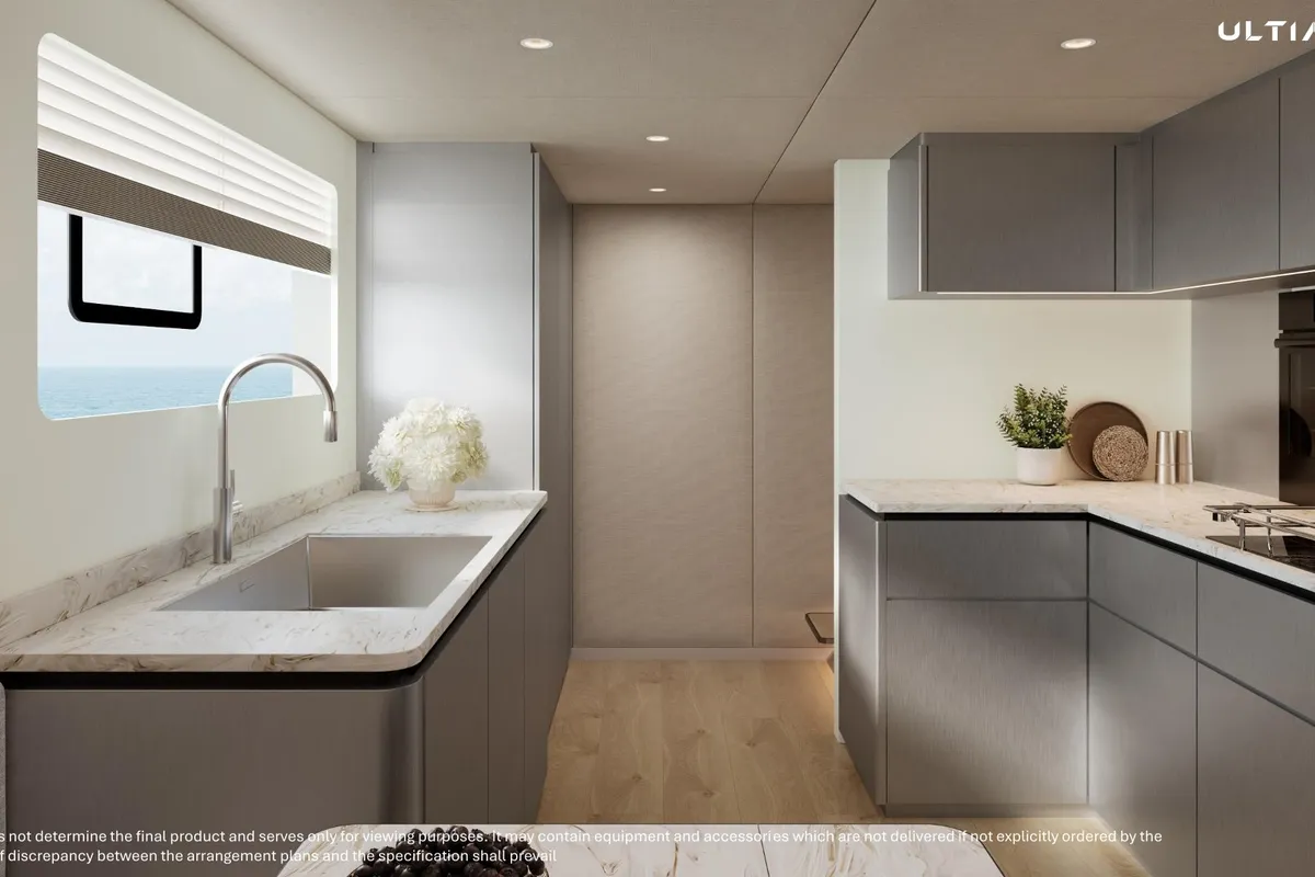 Galley of MIM OCEAN 10 | to be delivered in January 2027, a Sunreef Ultima 88 catamaran at Port d'Andratx, Spain