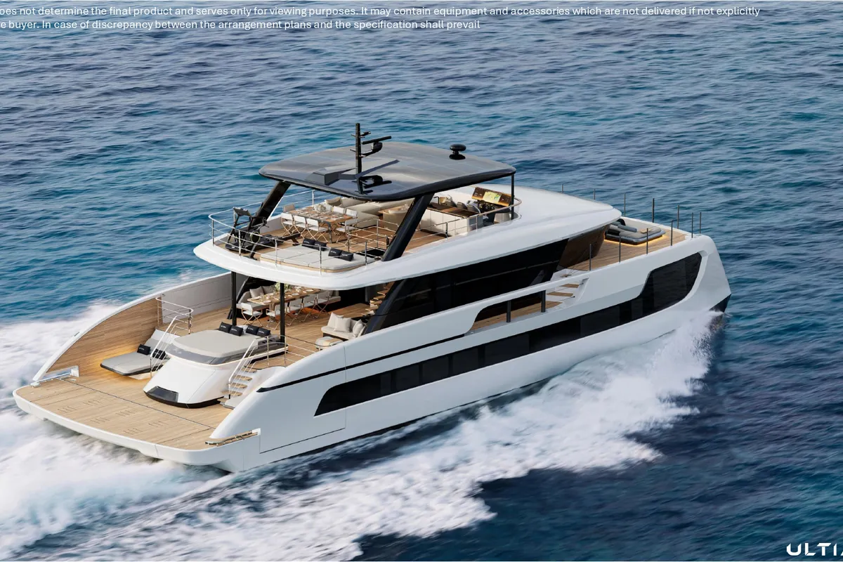 Exterior view of MIM OCEAN 10 | to be delivered in January 2027, a Sunreef Ultima 88 catamaran at Port d'Andratx, Spain